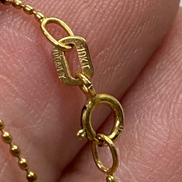 Charming 10K Gold Italian Chain Red Enamel Ladybug Charm Necklace Lucky Pendant - Picture 5 of 9